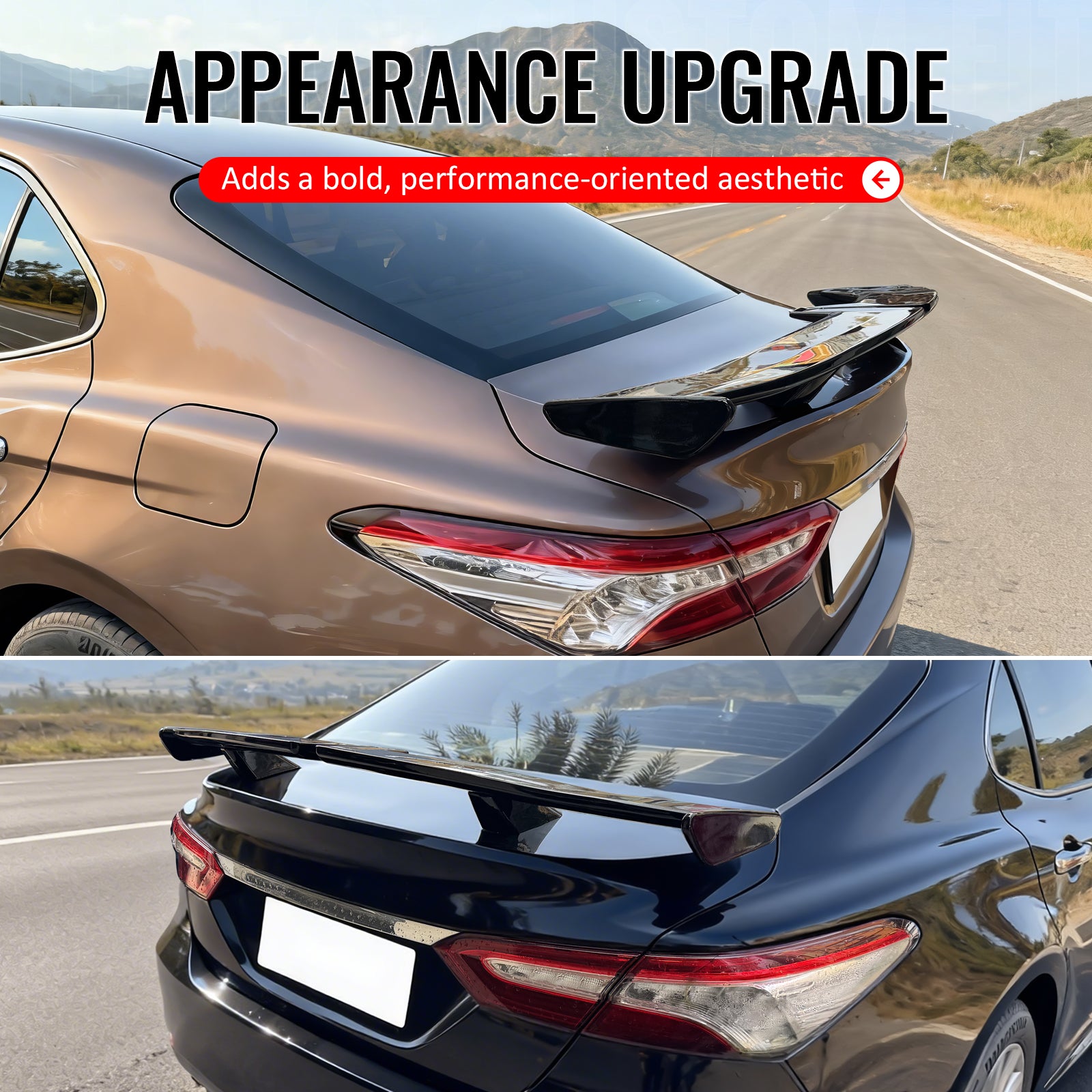 Fits 18-24 Toyota Camry 54" PRO Style Rear Trunk Spoiler Wing Matte Black ABS