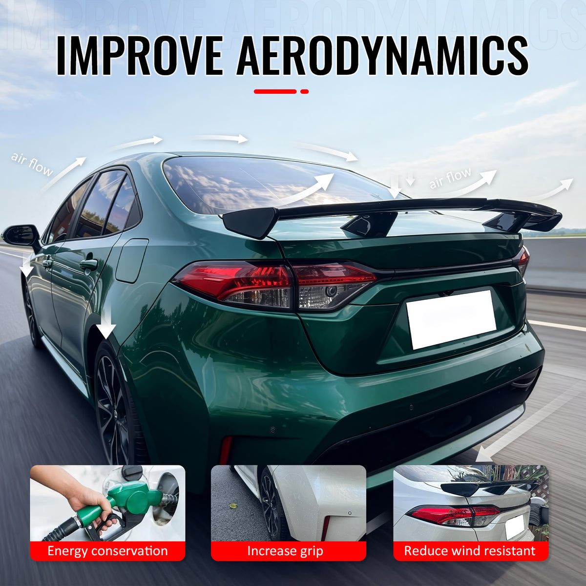 Fits 20-26 Toyota Corolla 54" PRO Style Rear Trunk Spoiler Wing Matte Black ABS