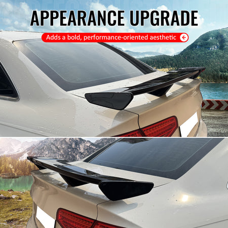For 17-24 Audi A4 S4 Sedan 54" PRO Style Rear Trunk Spoiler Wing Gloss Black ABS