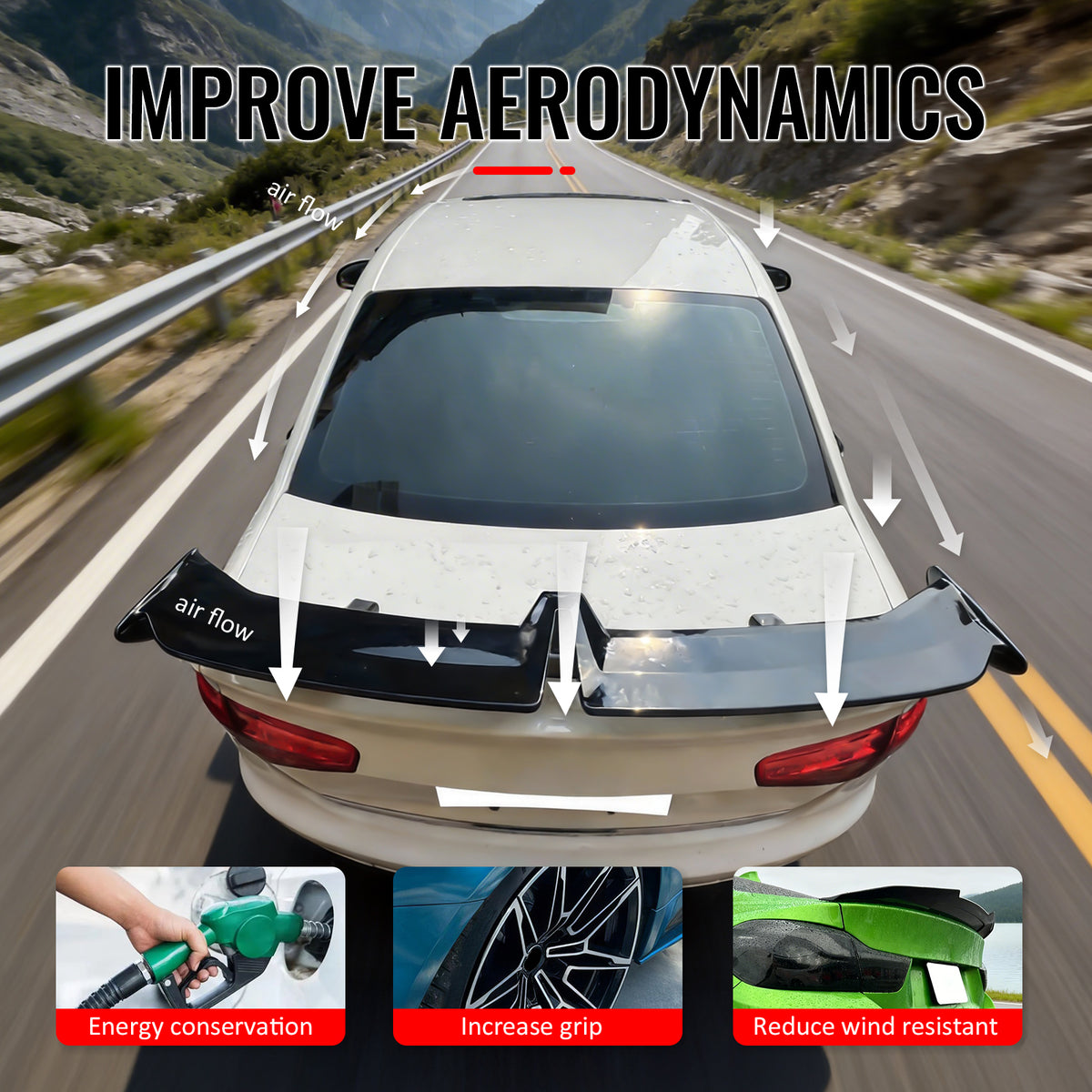 For 17-24 Audi A4 S4 Sedan 54" PRO Style Rear Trunk Spoiler Wing Gloss Black ABS