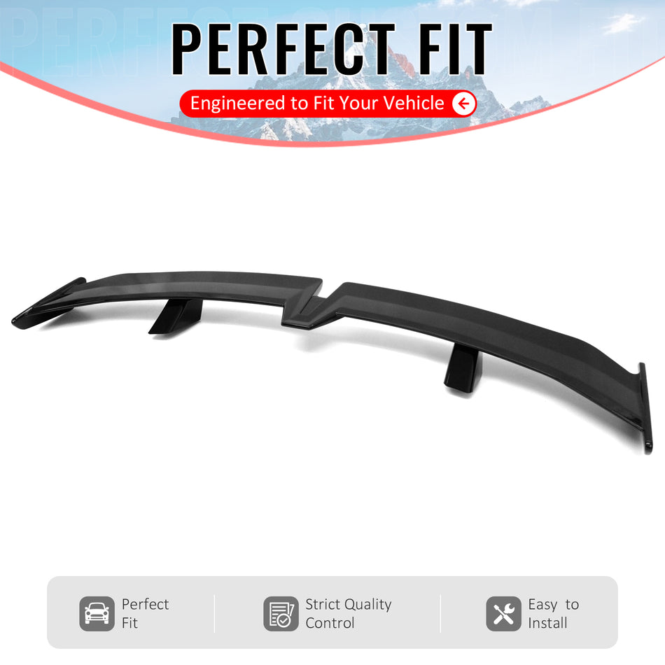 IKON MOTORSPORTS, Universal Fit Trunk Spoiler, 54'' PRO Style ABS Plastic Gloss Black Rear Trunk Spoiler Wing Lip, for Most Sedan Models