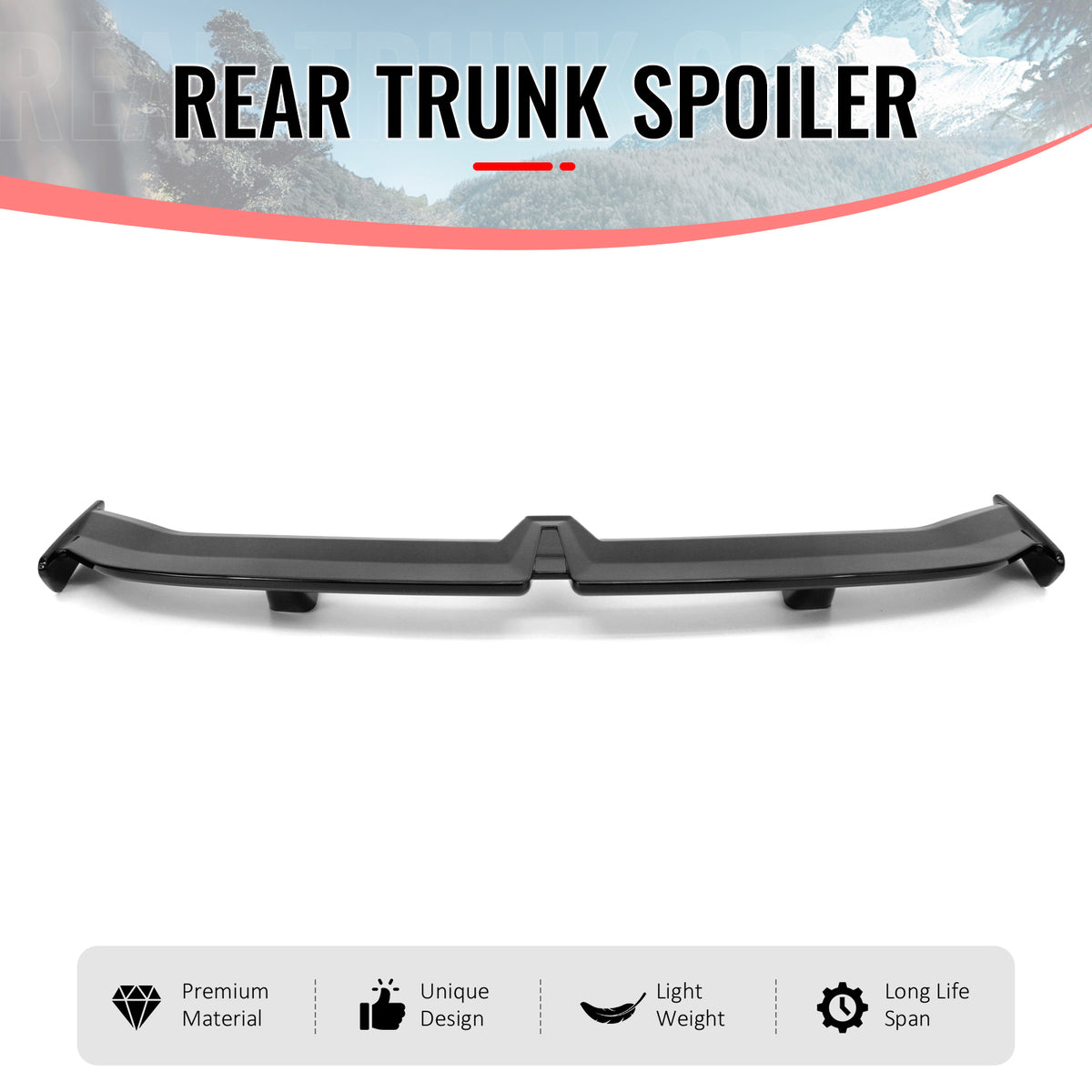 Universal Sedan 54" PRO Style Rear Trunk Spoiler Wing Gloss Black Deck Lid ABS