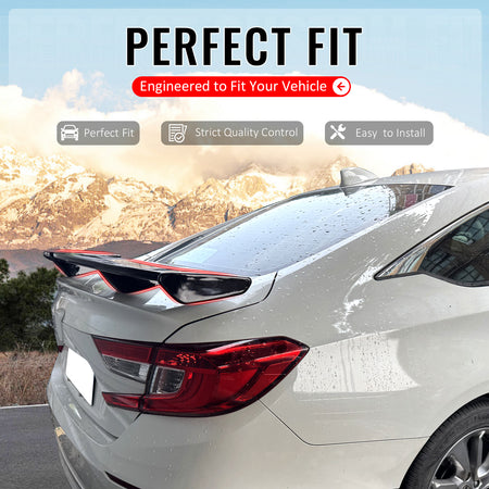 IKON MOTORSPORTS, Trunk Spoiler Compatible with 2018-2022 Honda Accord Sedan 4-Door, 54'' PRO Style ABS Plastic Gloss Black Add-on Rear Trunk Spoiler Wing Lip