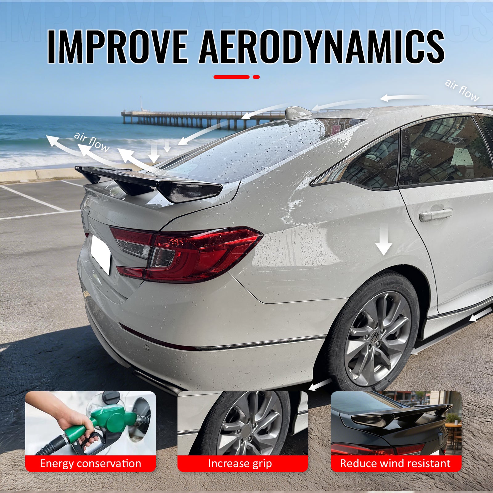 Fits 18-22 Honda Accord 54" PRO Style Rear Trunk Spoiler Wing Gloss Black ABS