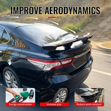 Fits 18-24 Toyota Camry 54" PRO Style Rear Trunk Spoiler Wing Gloss Black ABS