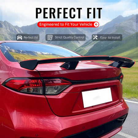 IKON MOTORSPORTS, Trunk Spoiler Compatible with 2020-2026 Toyota Corolla Sedan 4-Door, 54'' PRO Style ABS Plastic Gloss Black Add-on Rear Trunk Spoiler Wing Lip