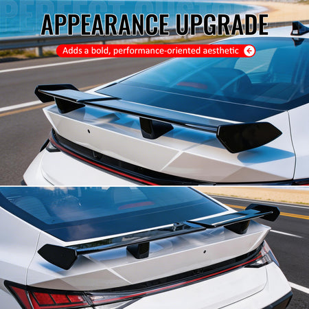 Fits 21-26 Hyundai Elantra 54" PRO Style Rear Trunk Spoiler Wing Gloss Black ABS