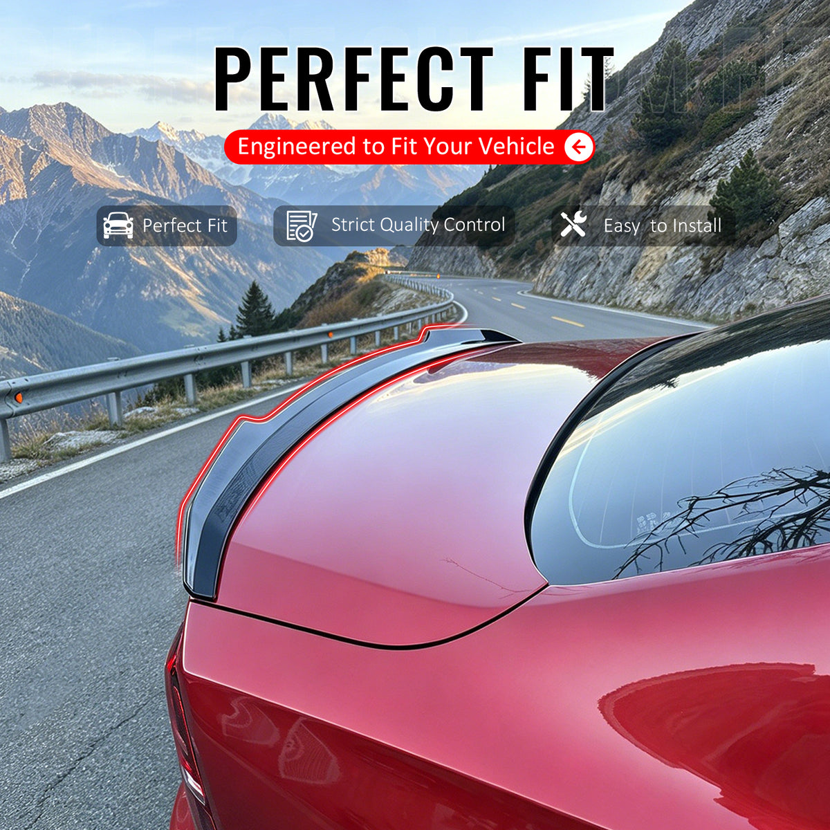 Fits 2019-2025 Volvo S60 Trunk Spoiler IKON Style Gloss Black ABS