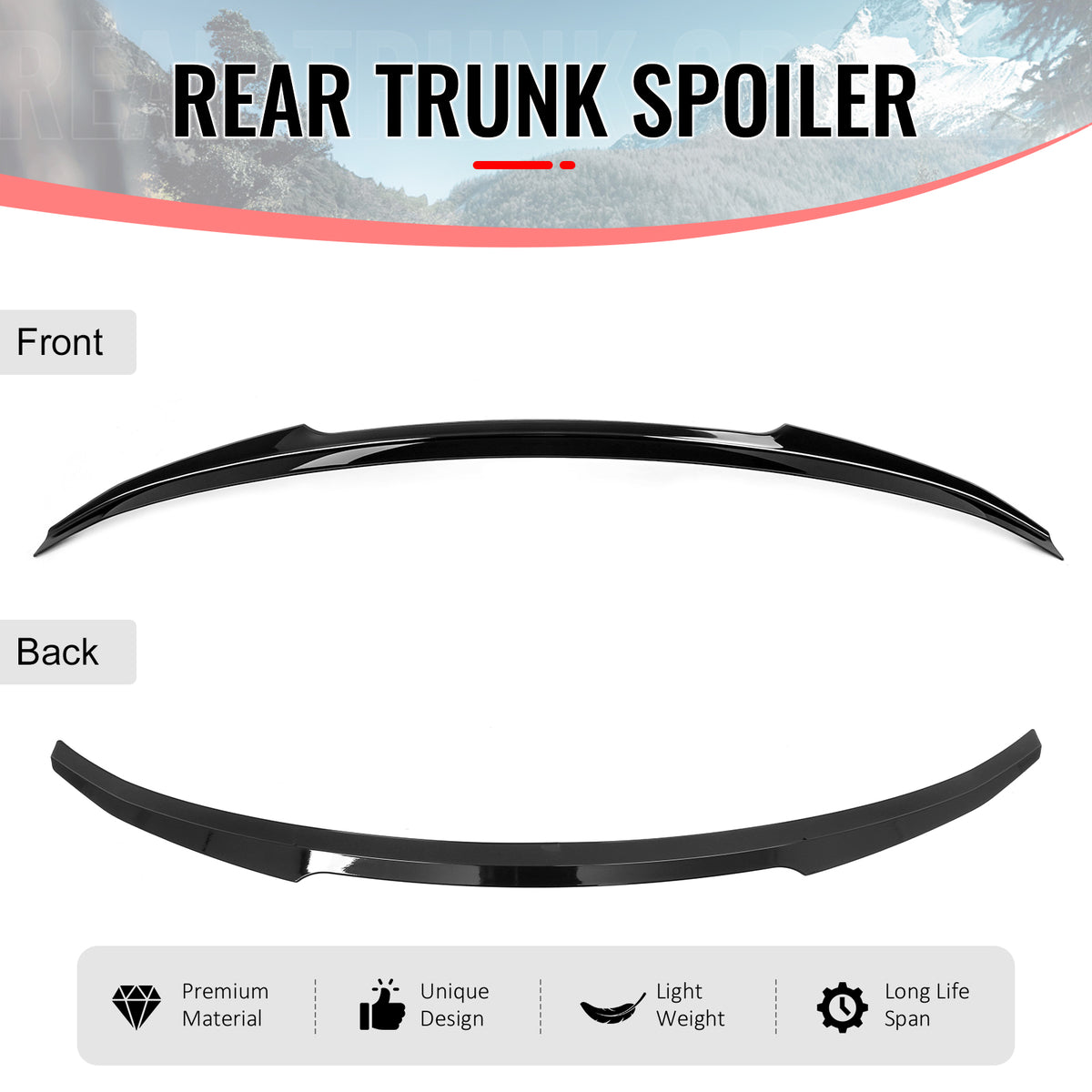 Fits 19-25 Volvo S60 B4 B5 T6 IKON Style Rear Trunk Spoiler Wing Gloss Black ABS