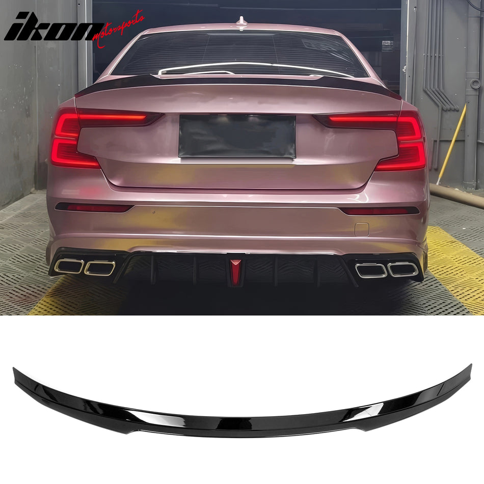 2019-2025 Volvo S60 IKON Style Rear Trunk Spoiler Wing Gloss Black ABS