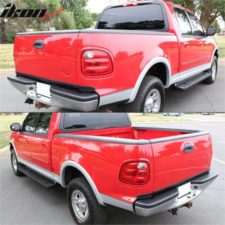 IKON MOTORSPORTS, Tailgate Protector Compatible with 1997-2003 Ford F-150 / 2004 F-150 Heritage, PP Matte Black Tailgate Cover Moulding Cap Trim Protector