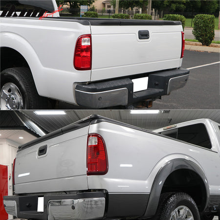 IKON MOTORSPORTS, Tailgate Protector Compatible with 2008-2016 Ford F250 F350 F450 Super Duty With Flex Step Tailgate, PP Matte Black Tailgate Cover Moulding Cap Trim Protector 3PCS