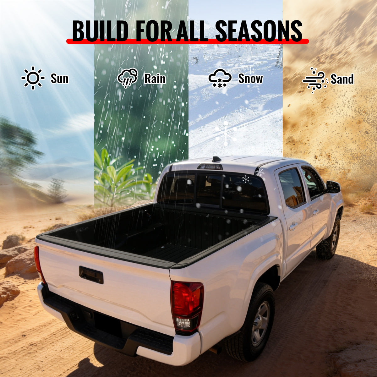 Fits 16-23 Toyota Tacoma Pickup Tailgate Cover Spoiler Molding Cap Protector
