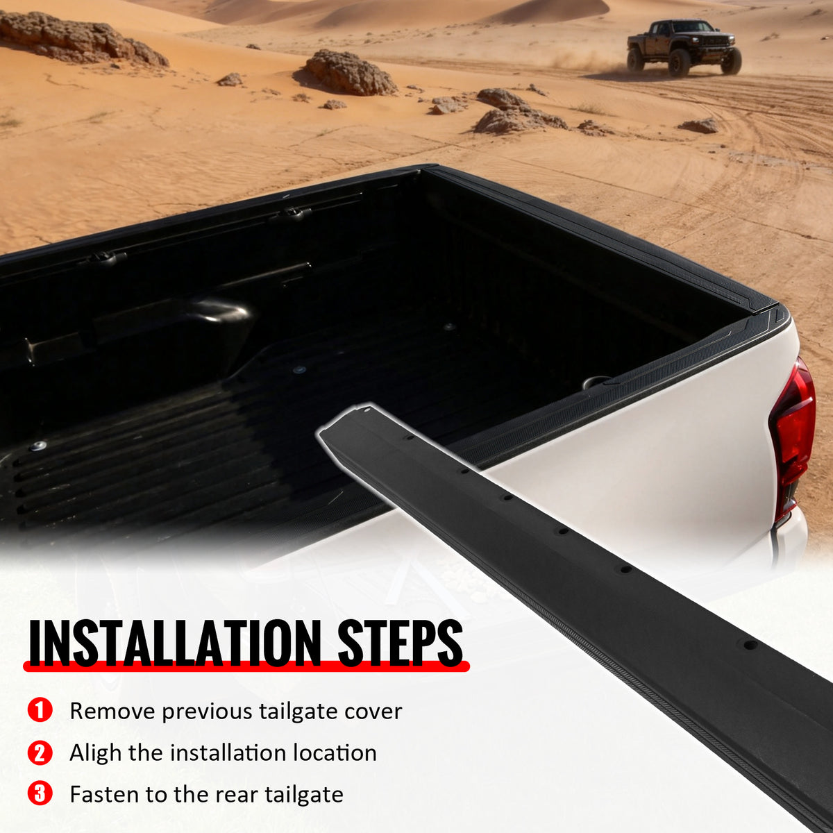 Fits 16-23 Toyota Tacoma Pickup Tailgate Cover Spoiler Molding Cap Protector