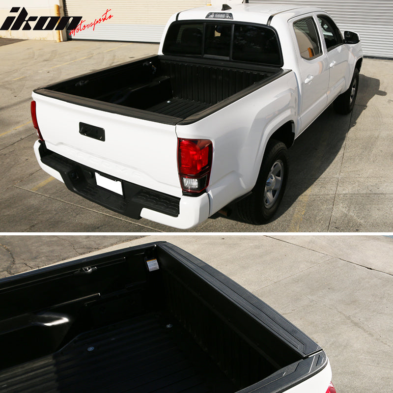 IKON MOTORSPORTS, Tailgate Cover Compatible With 2016-2023 Toyota Tacoma, Pickup Black Tailgate Cap Molding Protector Spoiler Cover, 2017 2018 2019 2020 2021 2022
