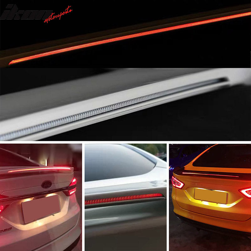 Fits 13-18 Ford Fusion Long LED Style Trunk Spoiler Matte Black - ABS
