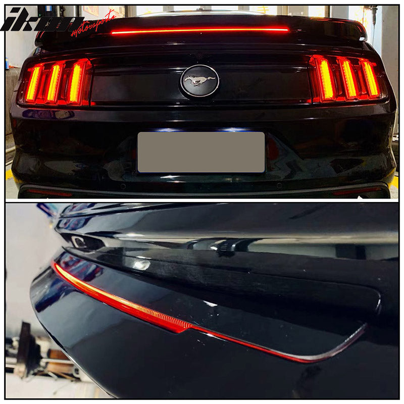 Fits 15-23 Ford Mustang 2DR Coupe Long LED Style Trunk Spoiler Matte Black - ABS