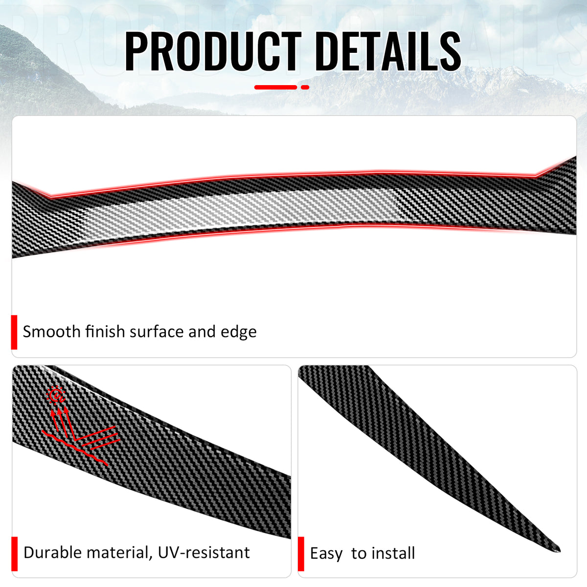 Fits 17-26 Alfa Romeo Stelvio V Style Trunk Middle Spoiler Carbon Fiber Print