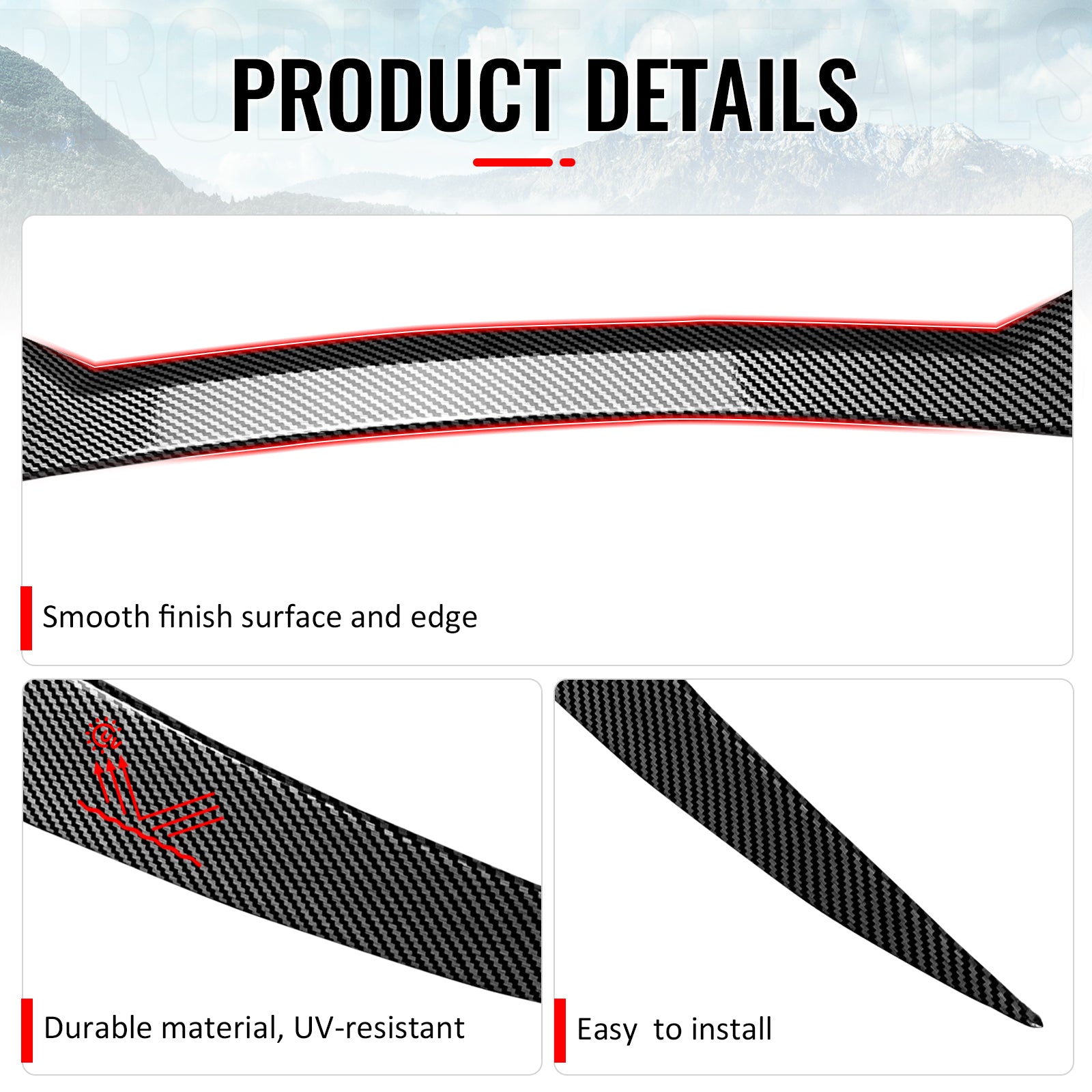 Fits 17-26 Alfa Romeo Stelvio V Style Trunk Middle Spoiler Carbon Fiber Print