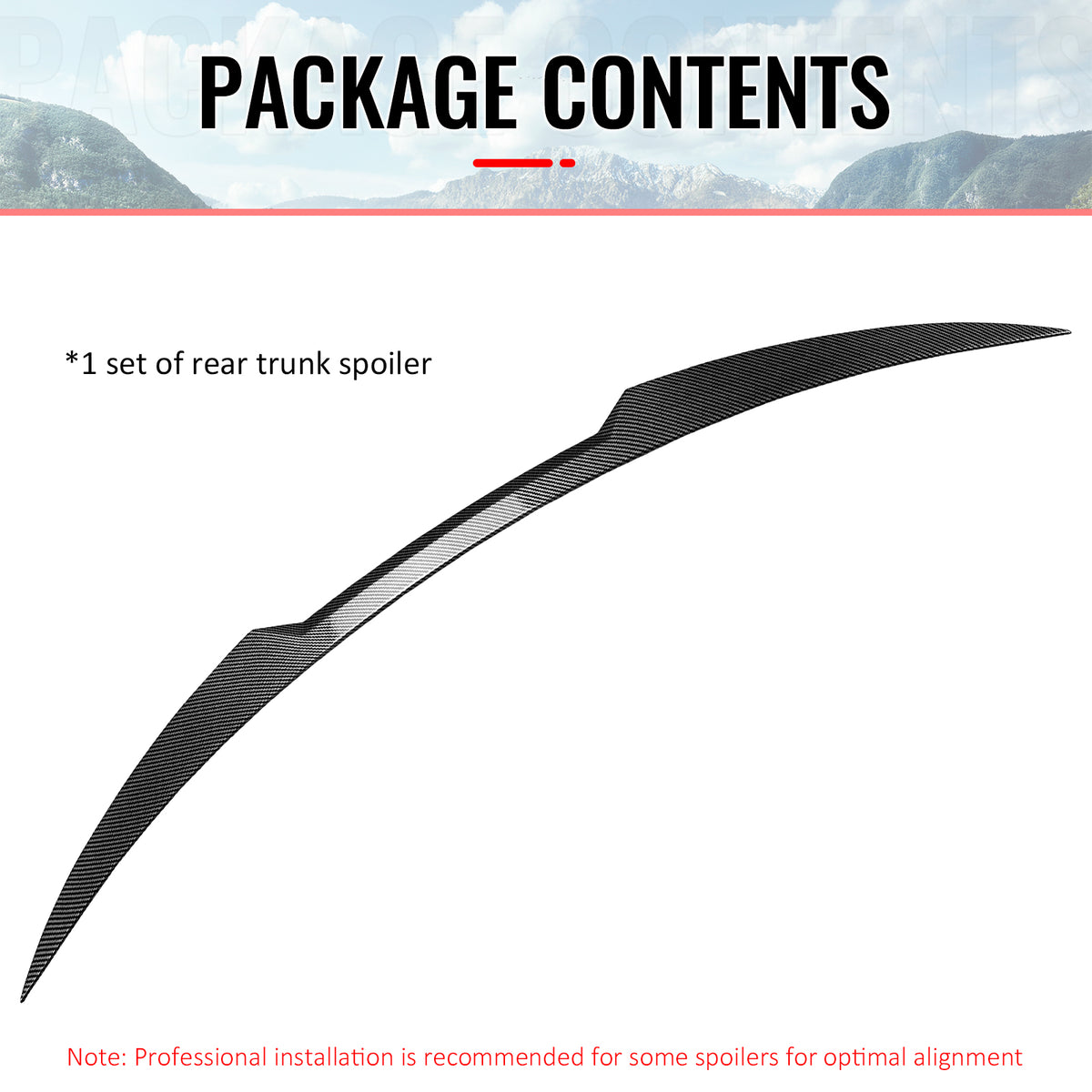 Fits 17-26 Alfa Romeo Stelvio V Style Trunk Middle Spoiler Carbon Fiber Print