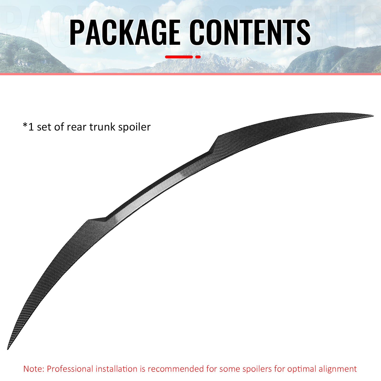 Fits 17-26 Alfa Romeo Stelvio V Style Trunk Middle Spoiler Carbon Fiber Print