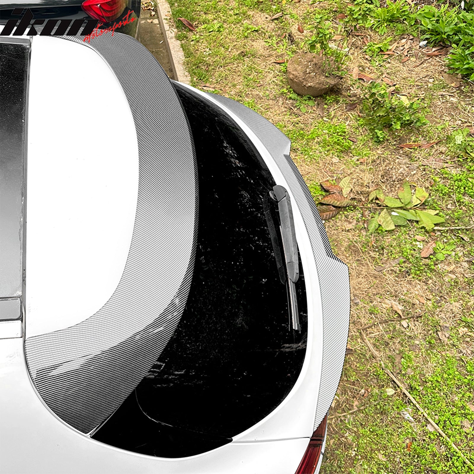 Fits 17-26 Alfa Romeo Stelvio V Style Trunk Middle Spoiler Carbon Fiber Print