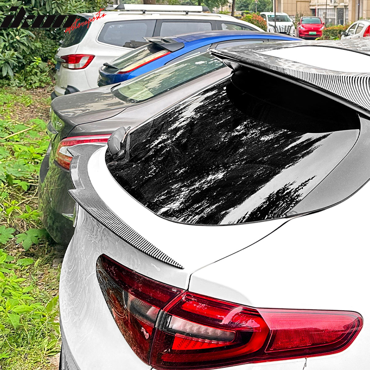Fits 17-26 Alfa Romeo Stelvio V Style Trunk Middle Spoiler Carbon Fiber Print