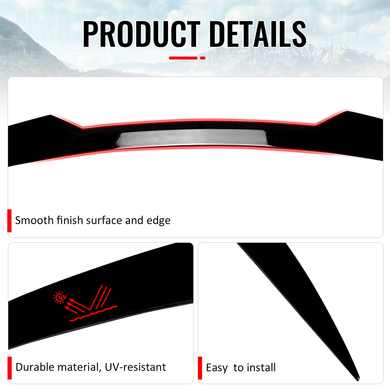 Fits 17-26 Alfa Romeo Stelvio V Style Trunk Middle Spoiler Wing Gloss Black ABS