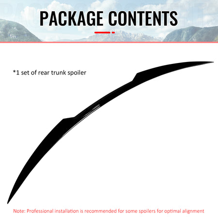 Fits 17-26 Alfa Romeo Stelvio V Style Trunk Middle Spoiler Wing Gloss Black ABS