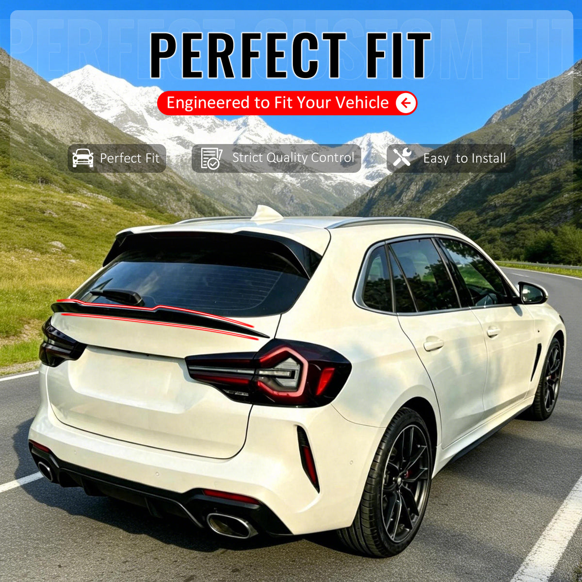 Fit 2018-2024 BMW X3 G01 Trunk Middle Spoiler IKON Style Gloss Black ABS