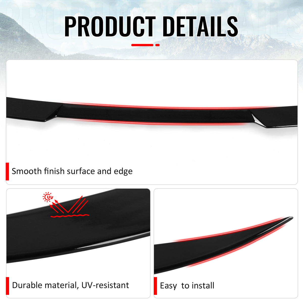 Fits 25-26 BMW X3 G45 M50 IKON Style Rear Mid Trunk Spoiler Wing Gloss Black ABS