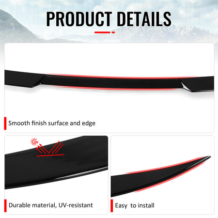 Fits 25-26 BMW X3 G45 M50 IKON Style Rear Mid Trunk Spoiler Wing Gloss Black ABS
