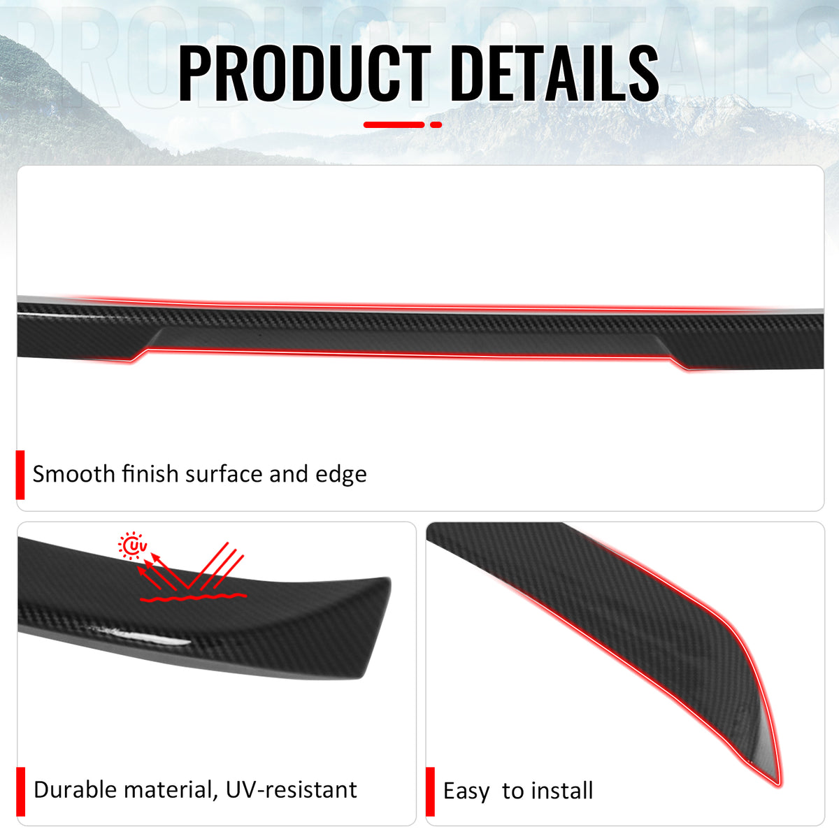 For 14-18 BMW X5 F15 X5M F85 IKON Style Mid Trunk Spoiler Carbon Fiber Print ABS