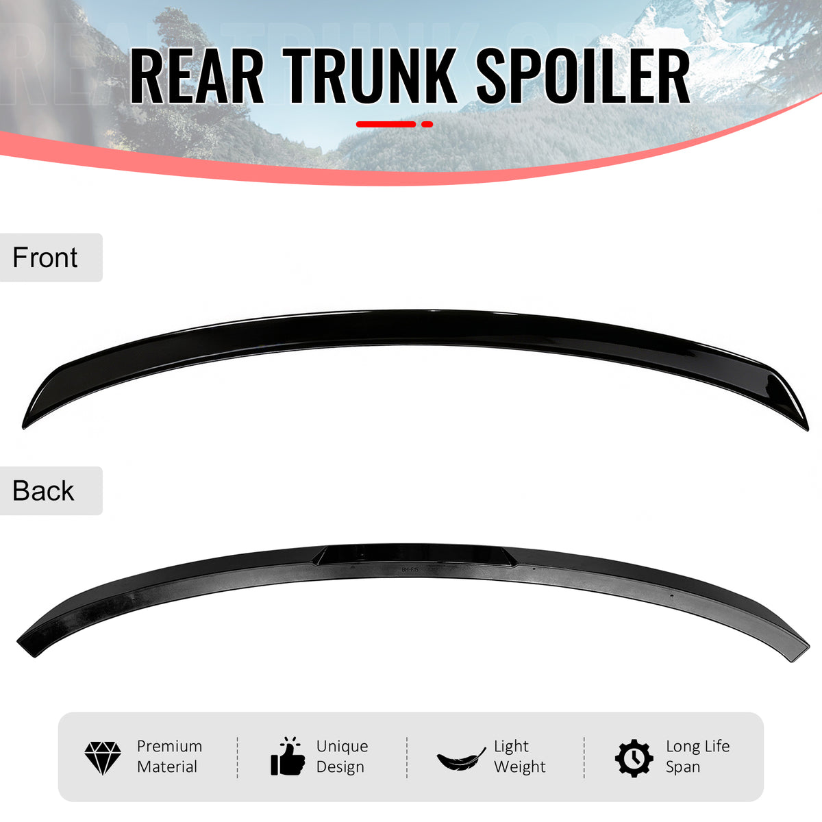 Fits 14-18 BMW X5 F15 X5M F85 IKON Style Mid Trunk Spoiler Wing Gloss Black ABS