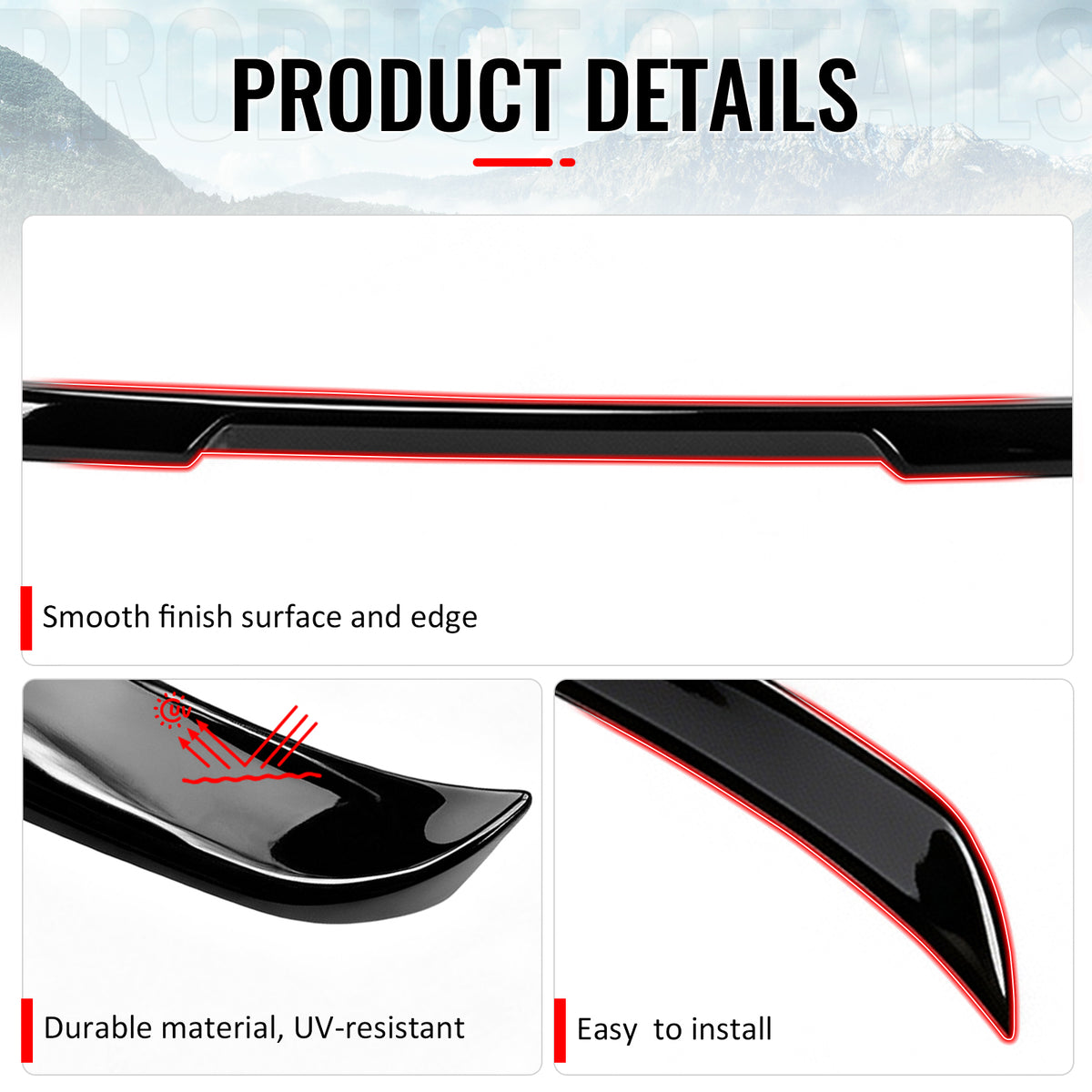 Fits 14-18 BMW X5 F15 X5M F85 IKON Style Mid Trunk Spoiler Wing Gloss Black ABS