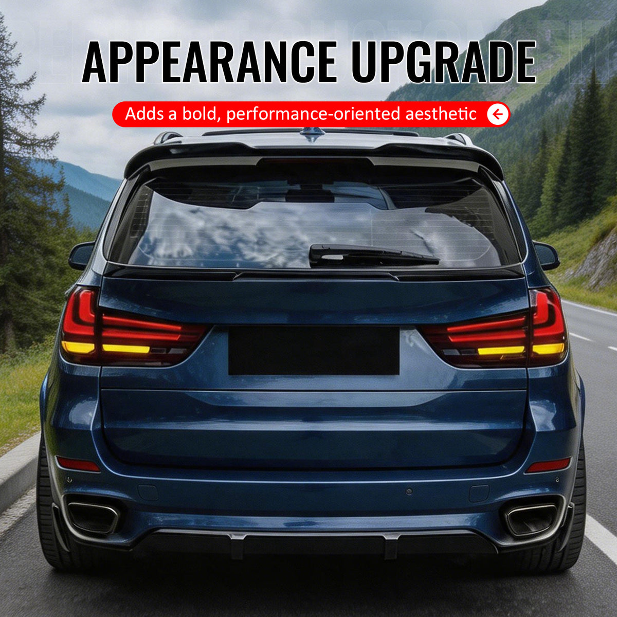Fits 14-18 BMW X5 F15 X5M F85 IKON Style Mid Trunk Spoiler Wing Gloss Black ABS