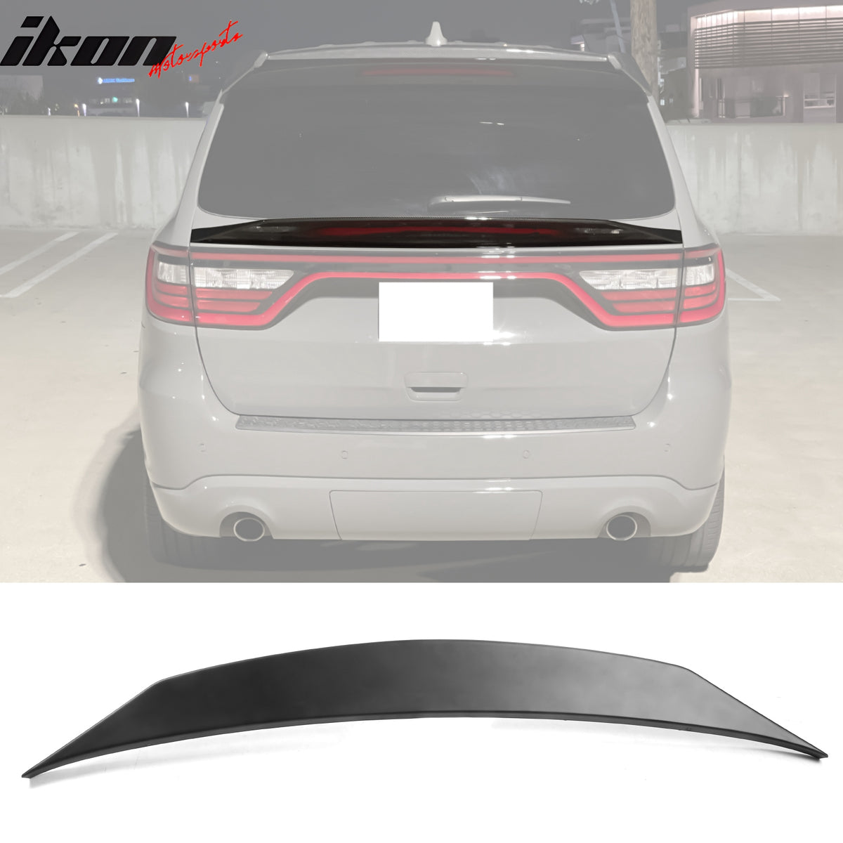 IKON MOTORSPORTS, Trunk Spoiler Compatible with 2014-2024 Dodge Durango, Duckbill Style ABS Plastic Rear Trunk Middle Lid Spoiler Wing Lip