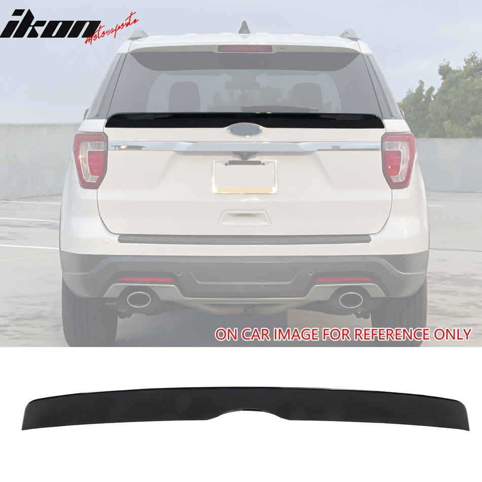 IKON MOTORSPORTS, Trunk Middle Spoiler Compatible with 2016-2019 Ford Explorer, Duckbill Style ABS Rear Trunk Lid Spoiler Wing Lip