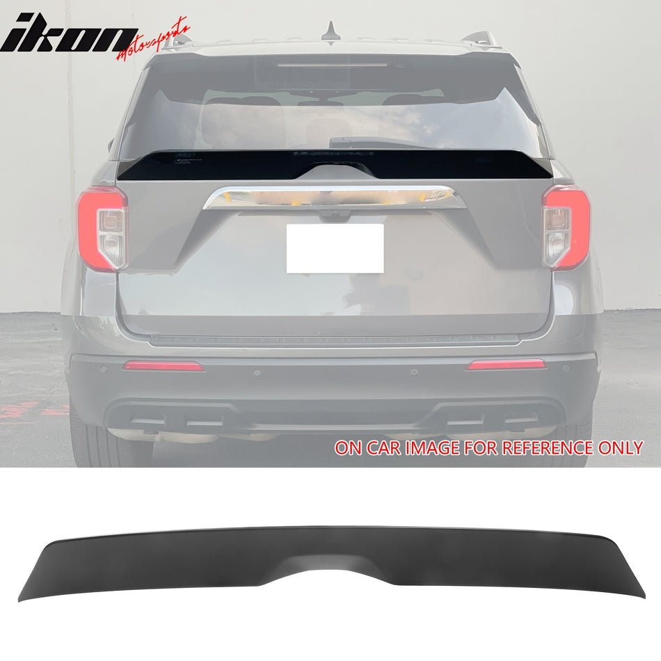 IKON MOTORSPORTS, Trunk Spoiler Compatible with 2020-2024 Ford Explorer, Duckbill Style ABS Plastic Rear Trunk Middle Lid Spoiler Wing Lip