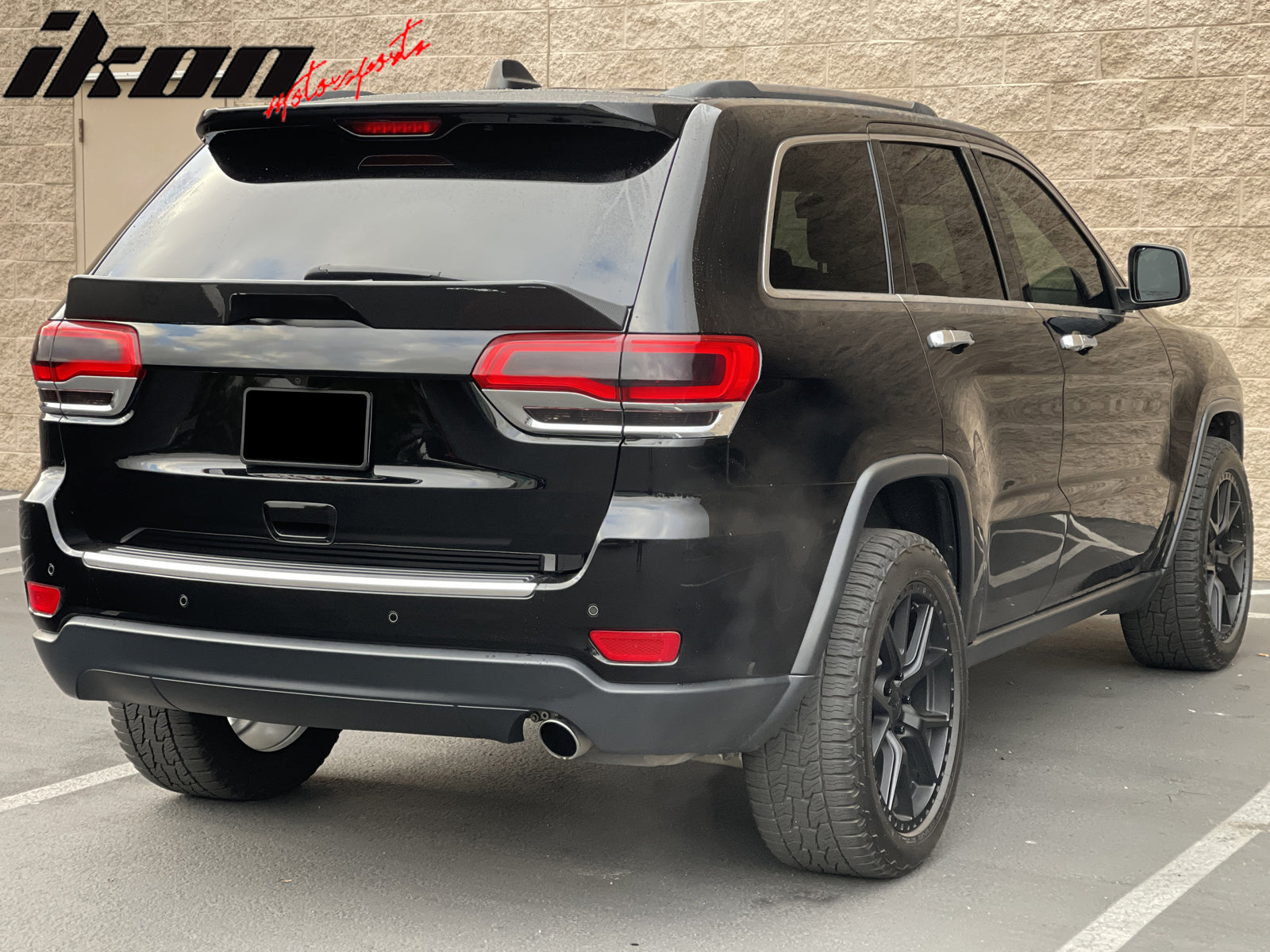 IKON MOTORSPORTS, Trunk Spoiler Compatible with 2014-2021 Jeep Grand Cherokee, ABS Plastic Rear Trunk Lid Spoiler Wing Lip