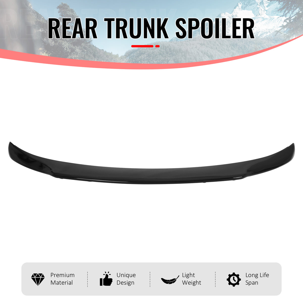 For 21-27 Jeep Grand Cherokee L WL75 IKON Rear Mid Trunk Spoiler Gloss Black ABS