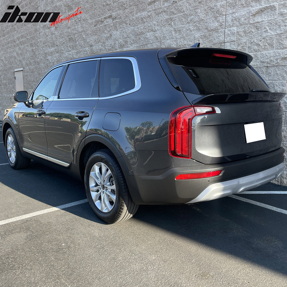 IKON MOTORSPORTS, Trunk Spoiler Compatible with 2020-2024 Kia Telluride, ABS Plastic Rear Trunk Lid Spoiler Wing Middle Lip