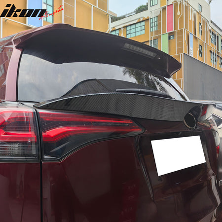 Fits 16-18 Toyota Rav4 IKON Add-on Trunk Spoiler Middle Lip - Carbon Fiber Print