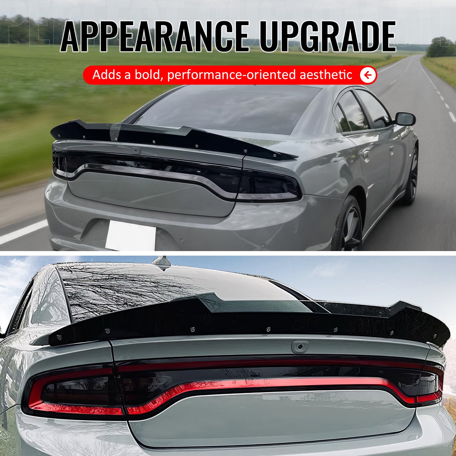 Fits 15-23 Dodge Charger SRT Hellcat Venom V2 Wickerbill Spoiler Gurney Flap PC