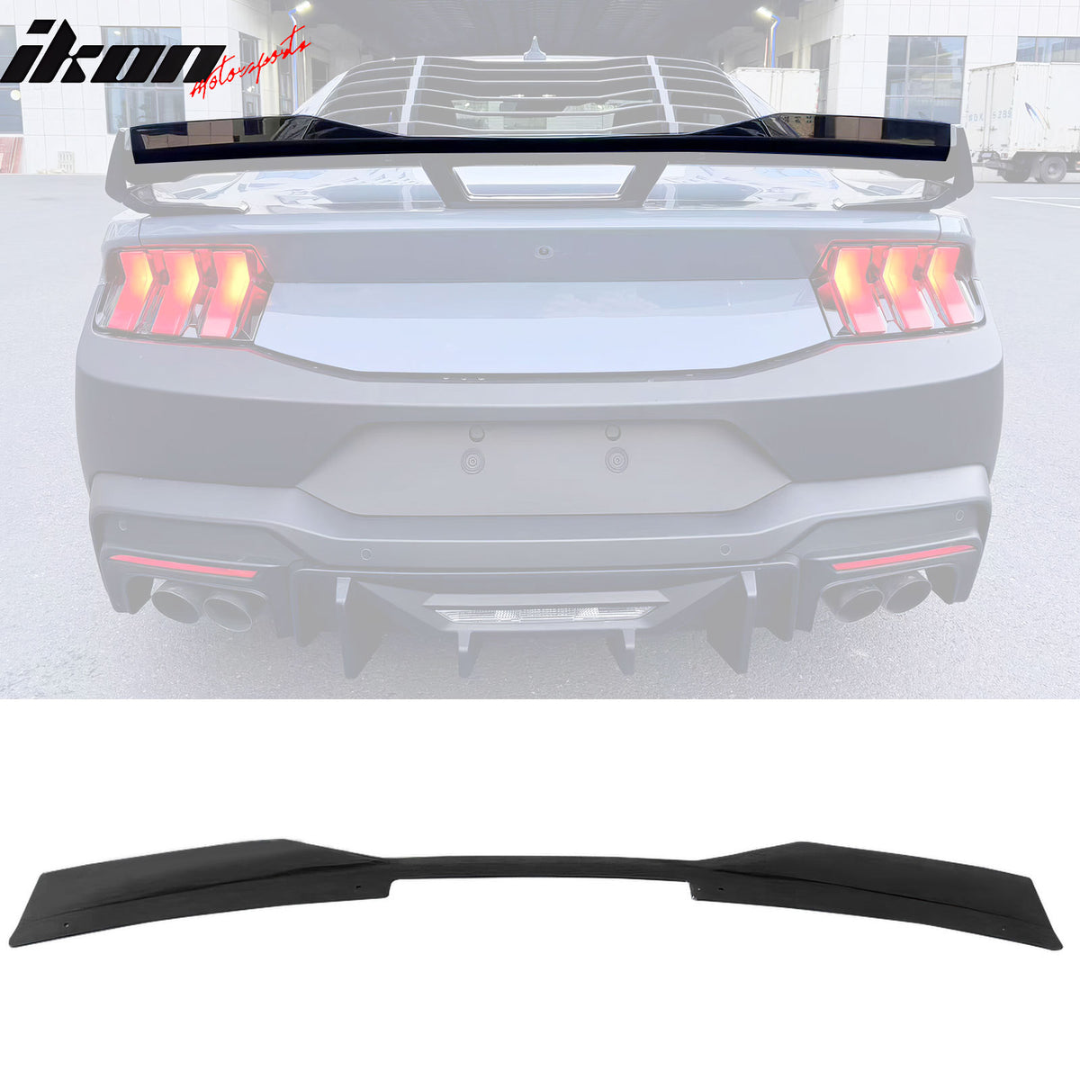 Fits 24-25 Ford Mustang Dark Horse Matte Black Trunk Spoiler W/ Gurney Glap ABS