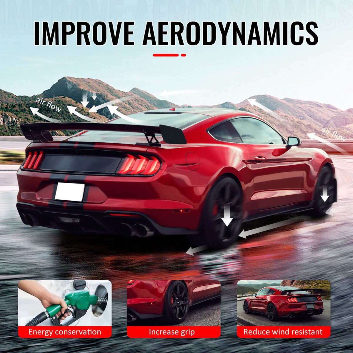 Fits 15-23 Mustang DarkHorse Trunk Spoiler Wickerbill Unpainted Rear Wing ABS