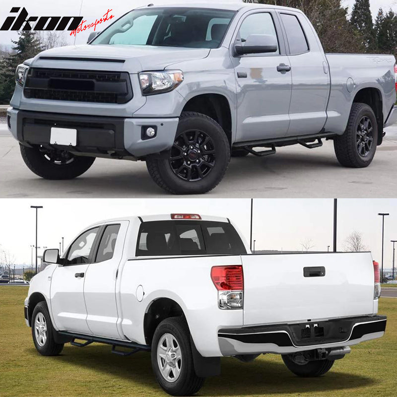 IKON MOTORSPORTS, Running Boards Compatible With 2007-2021 Toyota Tundra Double Cab, Black Side Step Bar Nerf Bars, 2008 2009 2010 2011 2012 2013