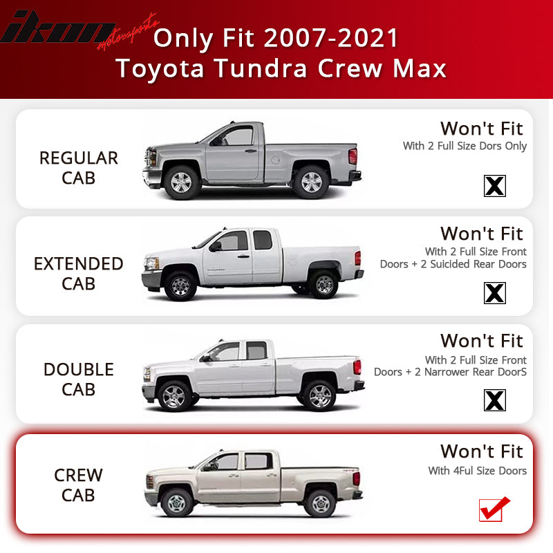 Fits 07-21 Toyota Tundra Crew Max Cab Side Step Bars Running Boards - Black