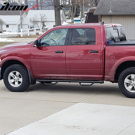 IKON MOTORSPORTS, Running Boards Compatible With 2009-2023 Dodge Ram 1500 Crew Cab 2010-2018 Ram 2500 3500 Crew Cab, Black Side Step Bar Nerf Bars, 2010 2011 2012 2013 2014 2015 2016 2017