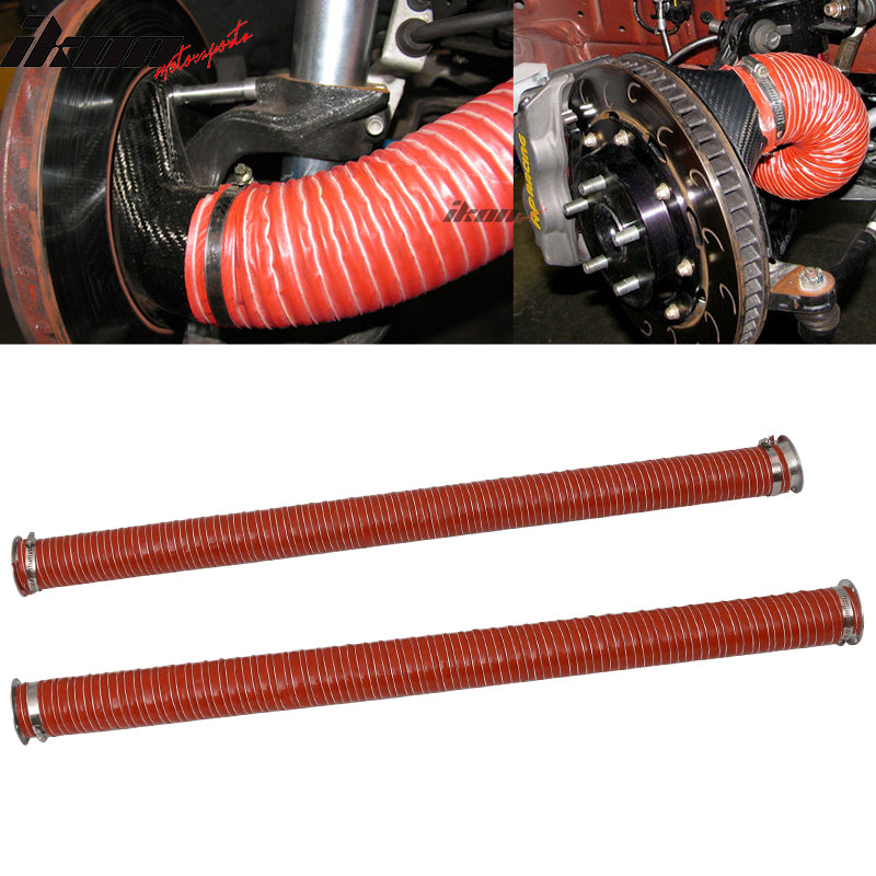 2.5X40" Red Brake Cooling Dual Layerinsulation Hose Flange Aluminum